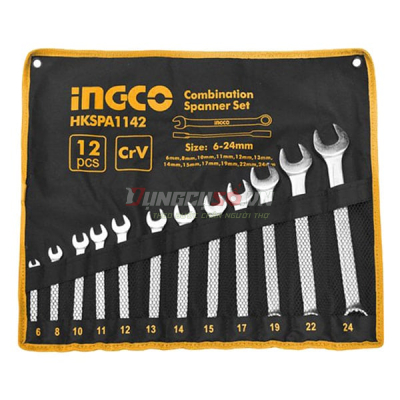 Bộ 12 cờ lê vòng miệng 6-24mm INGCO HKSPA1142