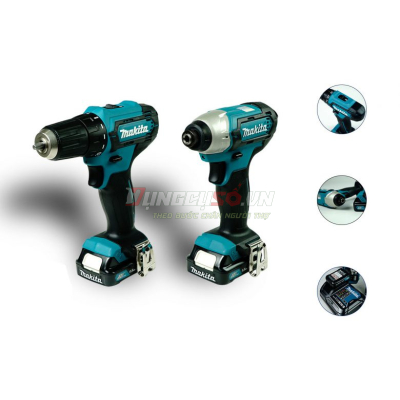 Bộ sản phẩm máy khoan vặn vít Pin 12V Makita CLX224S