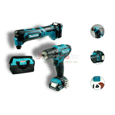 Bộ sản phẩm máy đa năng, máy khoan vặn vít pin 12V Makita CLX225SX1