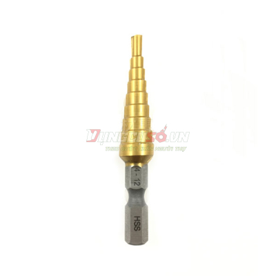 Mũi khoan bậc sọc thẳng phủ Ti-tan 4-12mm Makita D-46436