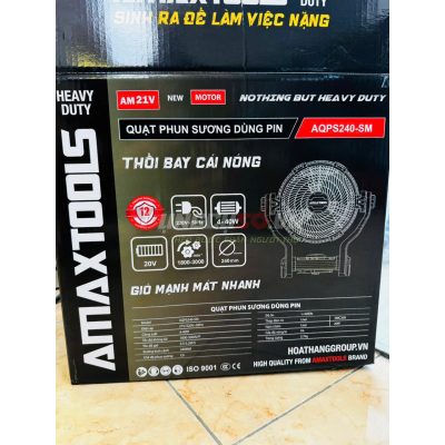 Quạt Phun Sương Dùng Điện Hoặc Pin 21V Amaxtools 40W AQPS240-SM Chính Hãng
