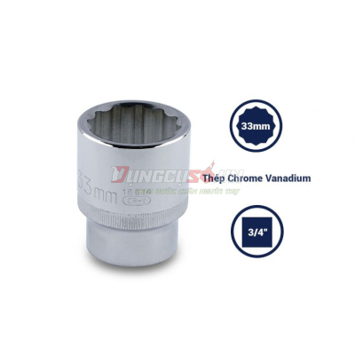 Đầu tuýp 12 cạnh 3/4in – 33mm Sata 16614