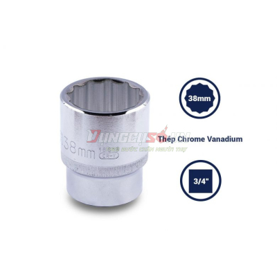 Đầu tuýp 12 cạnh 3/4in – 38mm Sata 16618