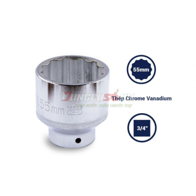 Đầu tuýp 12 cạnh 3/4in – 55mm Sata 16623