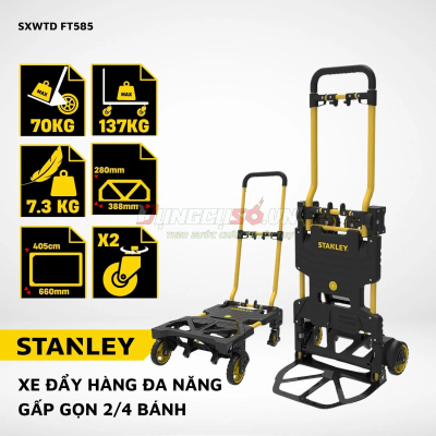 Xe đẩy hàng đa năng, hiệu Stanley FT585 |  Dễ dàng chuyển đổi 2 bánh và 4 bánh