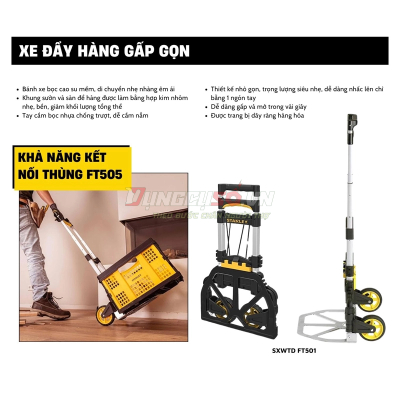Xe Đẩy Hàng 2 Bánh Gấp Gọn Stanley |  Nhỏ Gọn, Tải Trọng 60kg
